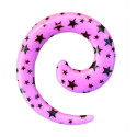 Elargisseur spirale diverses &eacute;toiles oreille acrylique rose gros diam&egrave;tre USP-etoiles-div-PI