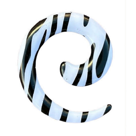 Elargisseur spirale diverses zébré oreille acrylique blanc gros diamètre USP-zebra-WH