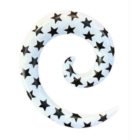 Elargisseur spirale étoiles oreille acrylique blanc gros diamètre USP-etoiles-WH