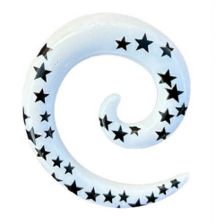 Elargisseur spirale étoiles filantes oreille acrylique blanc gros diamètre USP-filante