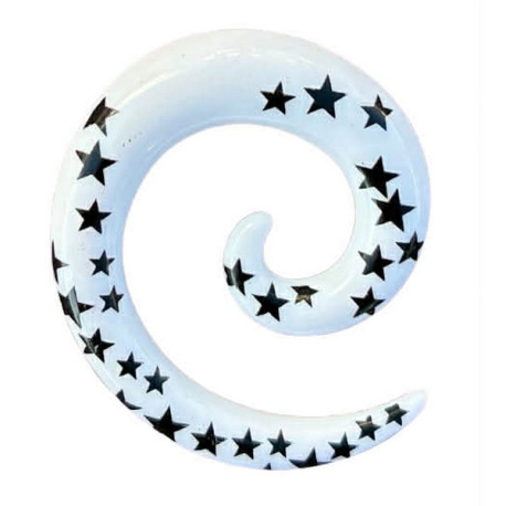Elargisseur spirale étoiles filantes oreille acrylique blanc gros diamètre USP-filante