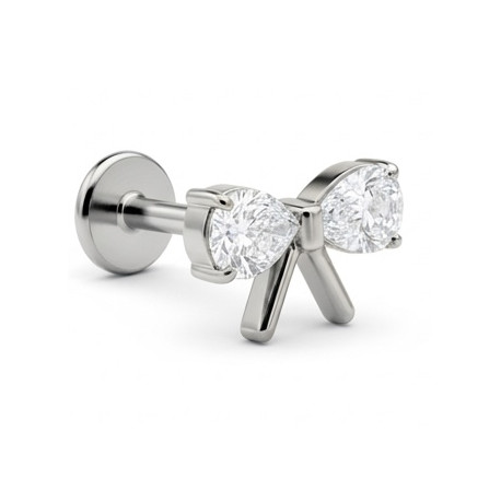 Bijou labret 1,2 mm motif noeud papillon 2 brillants Titane ASTM F-136 à visser interne 0,8 mm TINMLBJ080