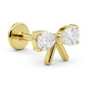 Bijou labret 1,2 mm motif noeud papillon 2 brillants Titane doré ASTM F-136 à visser interne 0,8 mm TGPINMLBJ080