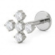 Bijou labret 1,2 mm motif croix 5 brillants Titane ASTM F-136 à visser interne 0,8 mm TINMLBJ077