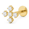 Bijou labret 1,2 mm motif croix 5 brillants blancs Titane doré ASTM F-136 à visser interne 0,8 mm TGPINMLBJ077CR