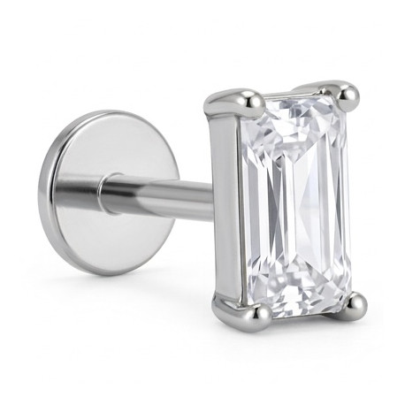 Bijou labret 1,2 mm motif rectangle brillant Titane ASTM F-136 à visser interne 0,8 mm TINMLBJ076