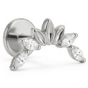Bijou labret 1,2 mm motif marquise 4 brillants Titane ASTM F-136 &agrave; visser interne 0,8 mm TINMLBJ078