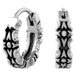 Paire d'anneaux fermés à clip avec motif ethnique acier 316L HBH 28