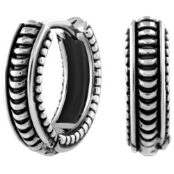 Paire d'anneaux bombés fermés à clip avec rayures acier 316L HBH 27