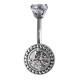 Bijou nombril avec 2 strass blanc de Swarovski BBZD 01