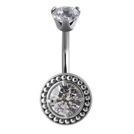 Bijou nombril avec 2 strass blanc de Swarovski BBZD 01