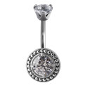 Bijou nombril avec 2 strass blanc de Swarovski BBZD 01