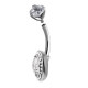 Bijou nombril avec 2 strass blanc de Swarovski BBZD 01