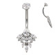 Bijou nombril avec marquise multi-strass blancs titane ASTM F136 G 23 TIBN001