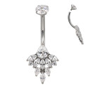 Bijou nombril avec marquise multi-strass blancs titane ASTM F136 G 23 TIBN001