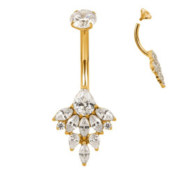 Bijou nombril avec marquise multi-strass blancs titane doré ASTM F136 G 23 TGPIBN001