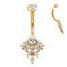 Bijou nombril avec marquise multi-strass blancs titane doré ASTM F136 G 23 TGPIBN001
