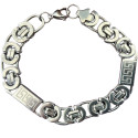 Bracelet acier gros maillons demi-cercles et plaques motifs 11 mm ENH31