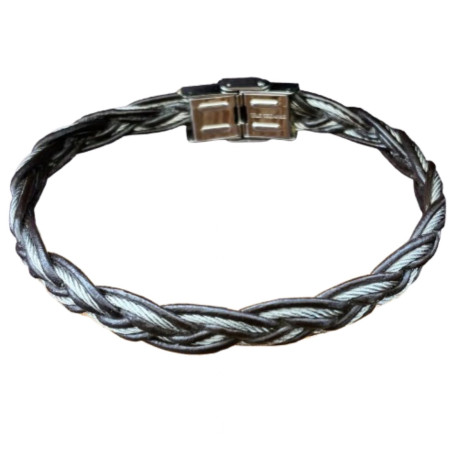 Bracelet tresse acier et cuir 8 mm ENH33