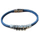 Bracelet maillon acier et cuir tressé 9 mm ENH34