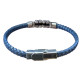 Bracelet maillon acier et cuir tressé 9 mm ENH34