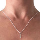 Chaine maillons gourmette diamantée 1 mm et pendentif mini croix argent 925 CCCAPM