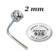 Bijou piercing nez plat avec strass blanc griffé tige pliée argent 925 BO123
