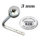 Bijou piercing nez plat avec boule 3 mm griffé tige pliée argent 925 BO176