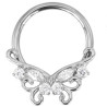 Anneau avec motif papillon strass blancs sertis pour septum / oreille titane ASTM F136 G 23 TBHJ 038