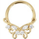 Anneau avec motif papillon strass blancs sertis pour septum / oreille titane doré ASTM F136 G 23 TGPBHJ 038