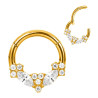 Anneau avec marquise fleurs strass blancs face contour sertis pour septum / oreille titane doré ASTM F136 G 23 TGPBHJ 025