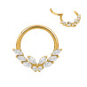 Anneau avec papillon strass blanc face contour sertis pour septum / oreille titane doré ASTM F136 G 23 TGPBHJ 021