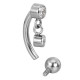 Barre pliée 1,2 mm motif pendant 2 strass et chaine Titane G23 ASTM F-136 TINMBNJ002