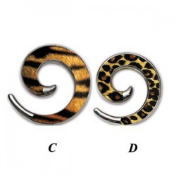Elargisseur spirale tigré ou jaguard oreille acier 316L gros diamètre SCSP4