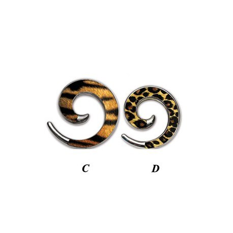 Elargisseur spirale tigré ou jaguard oreille acier 316L gros diamètre SCSP4