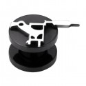 Plug avec motif machine à tatouer pour oreille acier noir gros diamètre BKTN 02