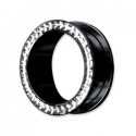 Tunnel avec strass blanc en cristal de swarovski pour oreille acier noir gros diamètre BKCJFTR