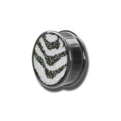Plug acrylique avec motif zébré avec crystal de swarovski gros diamètre PLPSCB