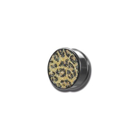 Plug acrylique avec motif léopard avec crystal de swarovski gros diamètre PLPSCC