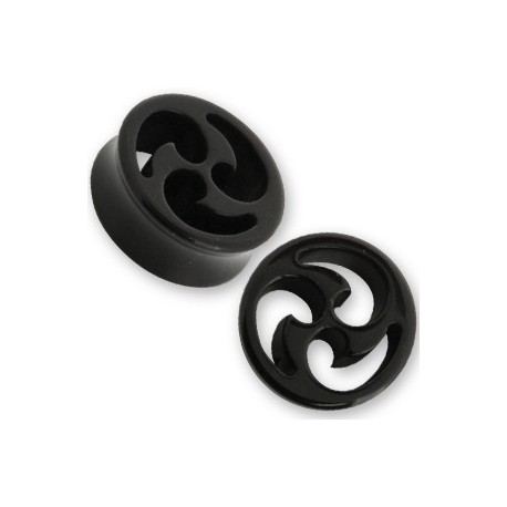 Plug triskèle pour oreille acrylique noir gros diamètre FPLPP 02