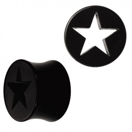Plug étoile pour oreille acrylique noir gros diamètre FPLPP 04