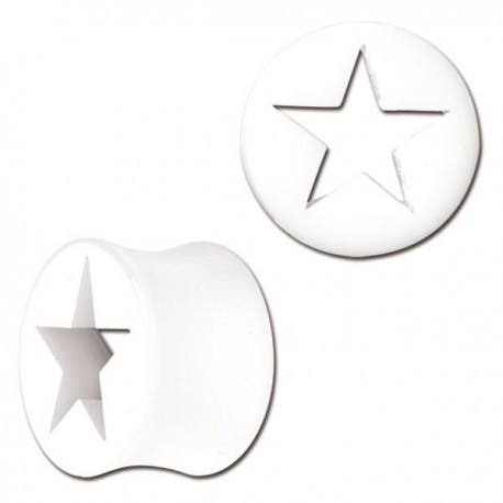 Plug étoile pour oreille acrylique blanc gros diamètre FPLPP 04