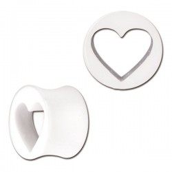Plug coeur pour oreille acrylique blanc gros diamètre FPLPP 06