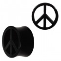Plug peace and love pour oreille acrylique noir gros diamètre FPLPP 08