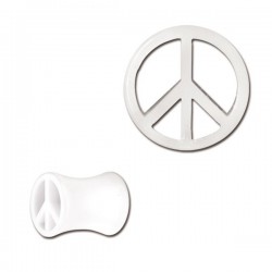 Plug peace and love pour oreille acrylique blanc gros diamètre FPLPP 11