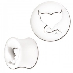 Plug coeur endiablé pour oreille acrylique blanc gros diamètre FPLPP 09