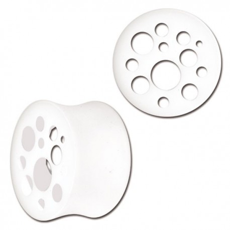 Plug bulles pour oreille acrylique blanc gros diamètre FPLPP 16