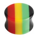 Plug incurvé couleur rasta pour oreille acrylique noir gros diamètre FLPRA