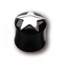 Plug incurvé oreille avec motif étoile argentée corne gros diamètre IPS