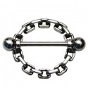 Bijou téton motif anneau chaine - barre 1,6 mm acier 316L SNS 30